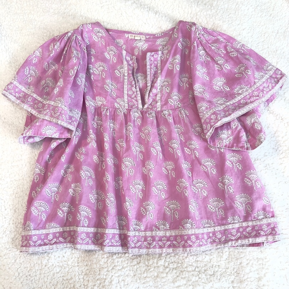 MAREA Pink and White Floral Blouse